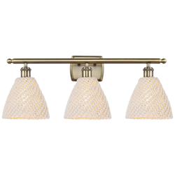 Ballston Bristol Natural 28" Wide 3 Light Antique Brass Vanity Light