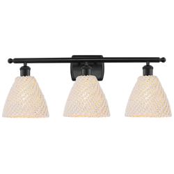 Ballston Bristol Natural 28" Wide 3 Light Matte Black Vanity Light