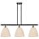 Ballston Bristol Natural 36"W 3 Light Black Brass Stem Island Light