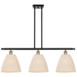 Ballston Bristol Natural 36"W 3 Light Black Brass Stem Island Light