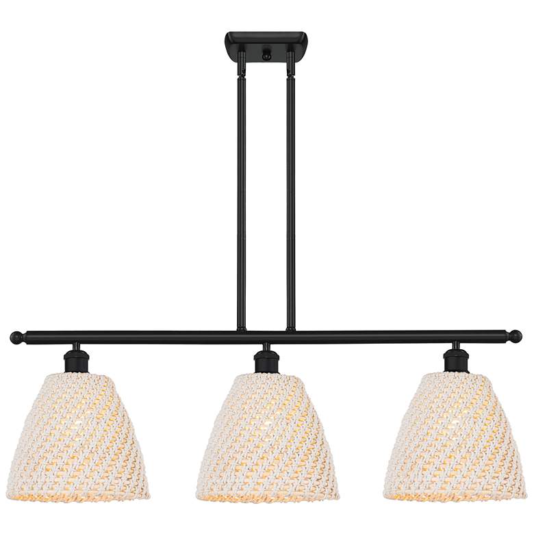 Image 1 Ballston Bristol Natural 36"W 3 Light Black Stem Hung Island Light
