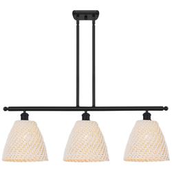 Ballston Bristol Natural 36"W 3 Light Black Stem Hung Island Light