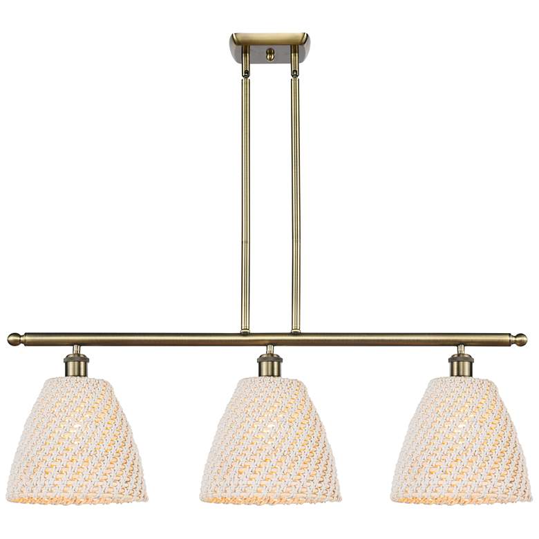 Image 1 Ballston Bristol Natural 36"W 3 Light Brass Stem Hung Island Light