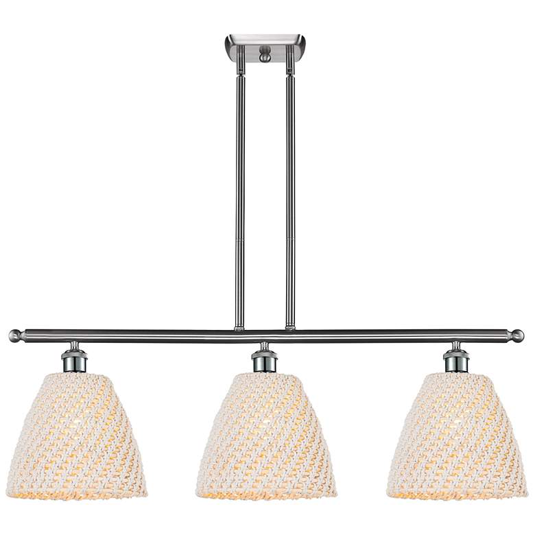 Image 1 Ballston Bristol Natural 36"W 3 Light Brushed Nickel Stem Island Light