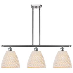 Ballston Bristol Natural 36"W 3 Light Brushed Nickel Stem Island Light