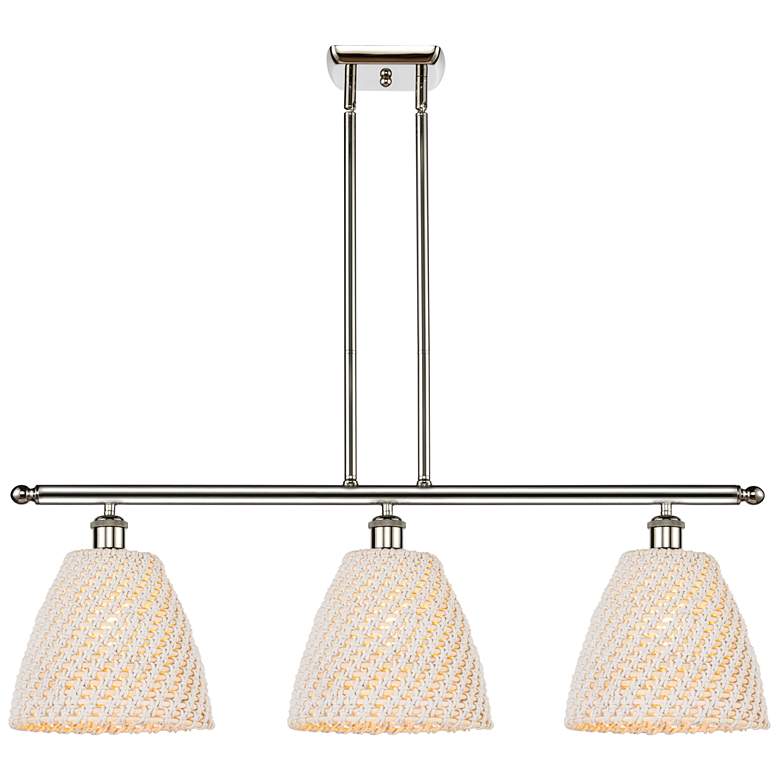Image 1 Ballston Bristol Natural 36"W 3-Lt Polished Nickel Stem Island Light
