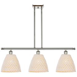 Ballston Bristol Natural 36"W 3-Lt Polished Nickel Stem Island Light
