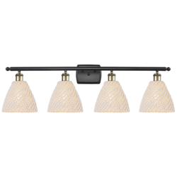 Ballston Bristol Natural 38"W 4 Light Black Antique Brass Vanity Light