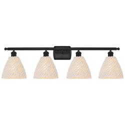Ballston Bristol Natural 38" Wide 4 Light Matte Black Vanity Light