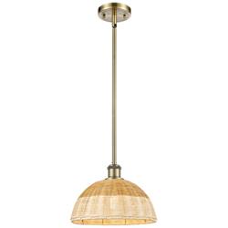 Ballston Bristol Natural II 12"W Antique Brass Stem Hung Mini Pendant