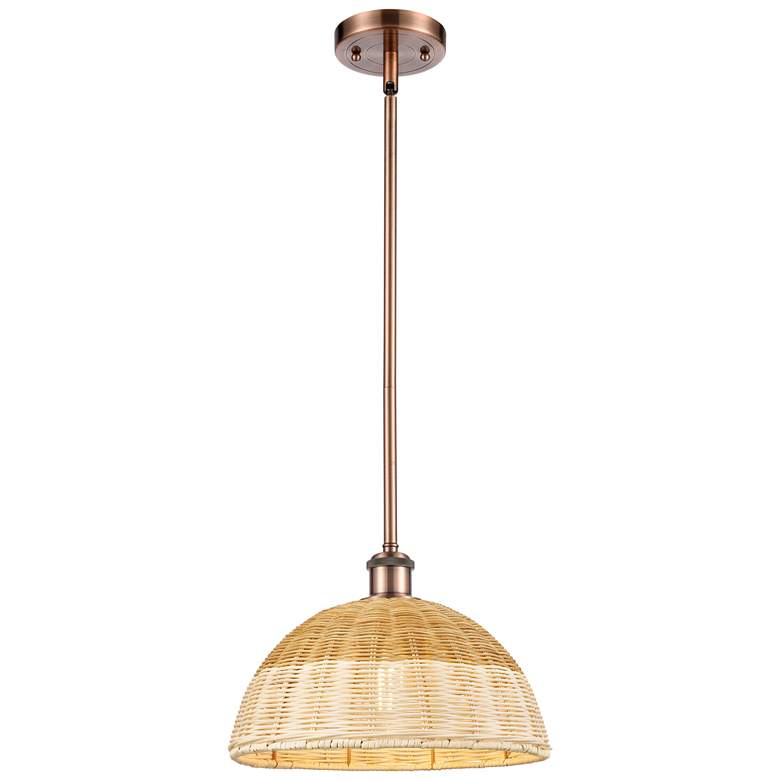 Image 1 Ballston Bristol Natural II 12"W Antique Copper Stem Hung Mini Pendant