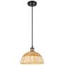 1_Ballston Bristol Natural II 12"W Black Brass Cord Hung Mini Pendant