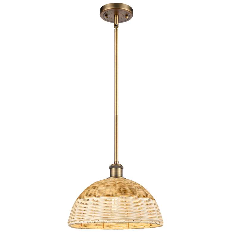 Image 1 Ballston Bristol Natural II 12"W Brushed Brass Stem Hung Mini Pendant