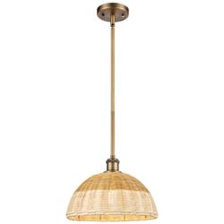 Ballston Bristol Natural II 12"W Brushed Brass Stem Hung Mini Pendant