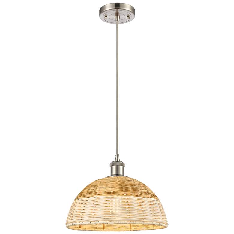 Image 1 Ballston Bristol Natural II 12"W Brushed Nickel Cord Hung Mini Pendant