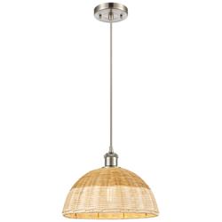 Ballston Bristol Natural II 12"W Brushed Nickel Cord Hung Mini Pendant