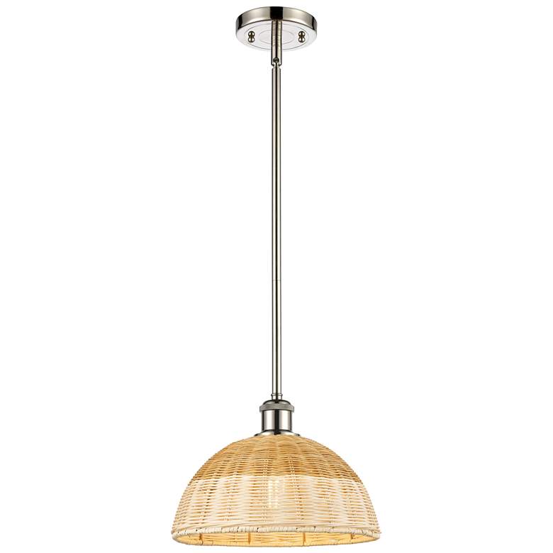 Image 1 Ballston Bristol Natural II 12"W Brushed Nickel Stem Hung Mini Pendant