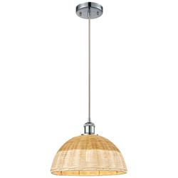 Ballston Bristol Natural II 12"W Chrome Cord Hung Mini Pendant