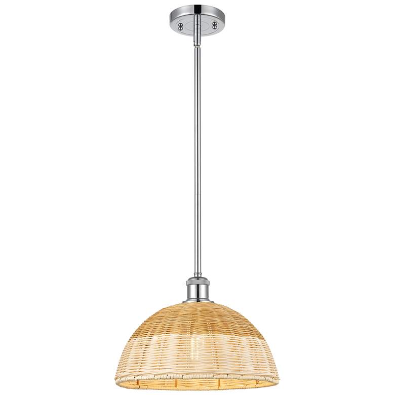 Image 1 Ballston Bristol Natural II 12"W Chrome Stem Hung Mini Pendant