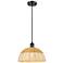 Ballston Bristol Natural II 12"W Matte Black Cord Hung Mini Pendant