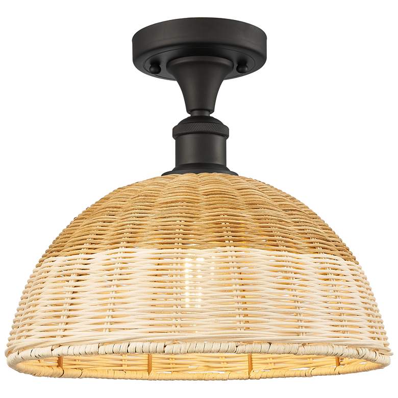 Image 1 Ballston Bristol Natural II 12"W Oil Rubbed Bronze Semi.Flush Mount
