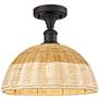 Ballston Bristol Natural II 12"W Oil Rubbed Bronze Semi.Flush Mount