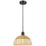 1_Ballston Bristol Natural II 12"W Oiled Bronze Cord Hung Mini Pendant