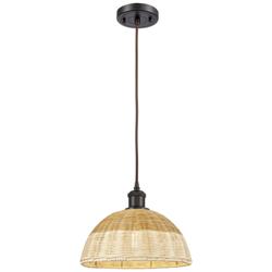 Ballston Bristol Natural II 12"W Oiled Bronze Cord Hung Mini Pendant