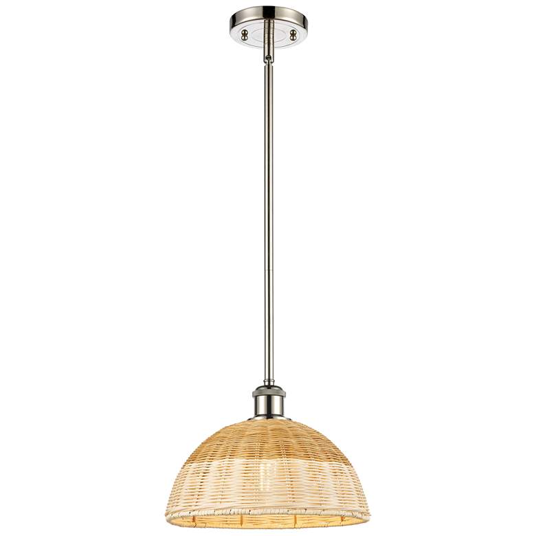 Image 1 Ballston Bristol Natural II 12"W Polished Nickel Stem Mini Pendant