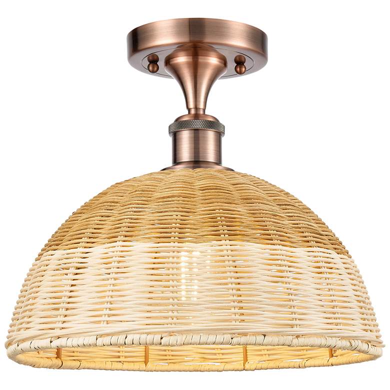 Image 1 Ballston Bristol Natural II 12" Wide Antique Copper Semi.Flush Mount