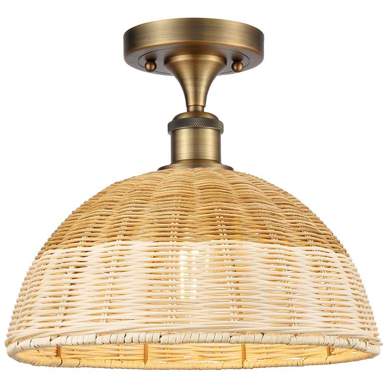 Image 1 Ballston Bristol Natural II 12" Wide Brushed Brass Semi.Flush Mount