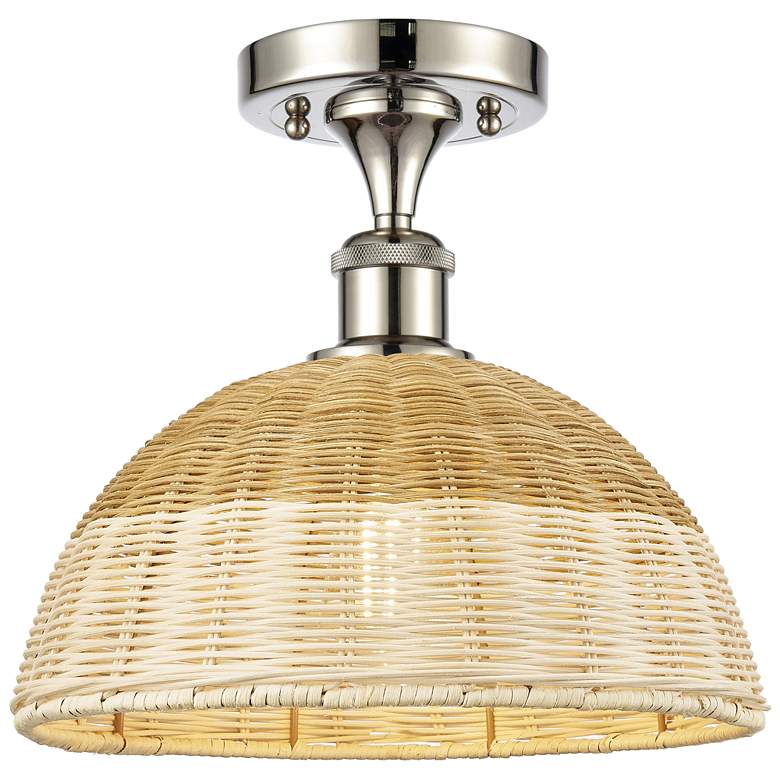 Image 1 Ballston Bristol Natural II 12" Wide Polished Nickel Semi.Flush Mount
