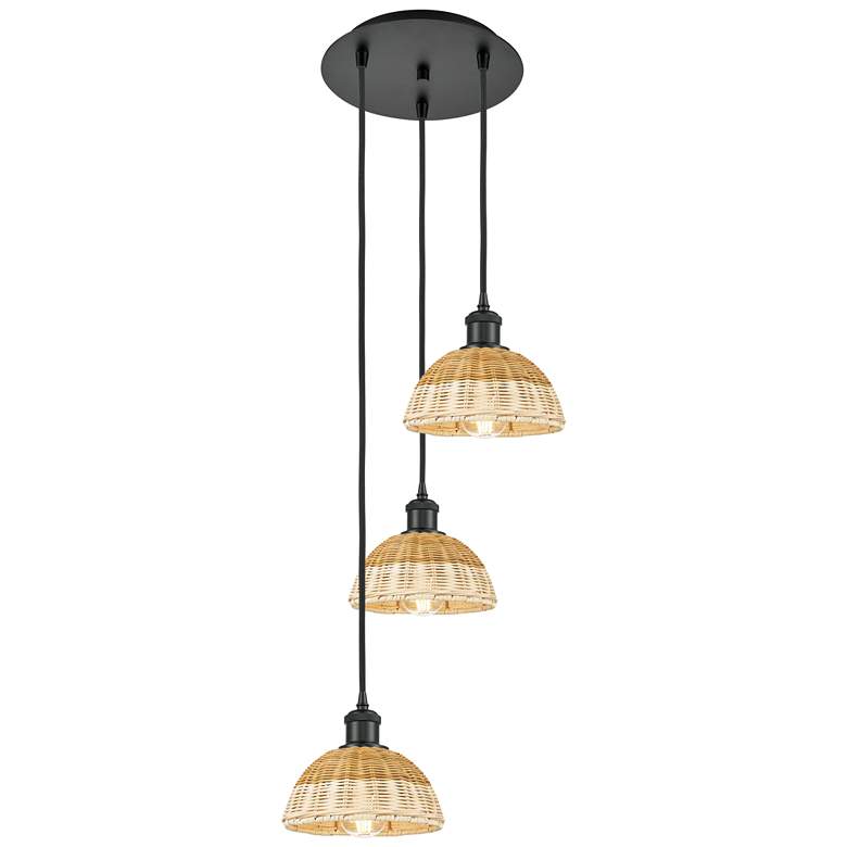 Image 1 Ballston Bristol Natural II 14"W 3 Light Black Cord Hung Multi Pendant