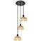 Ballston Bristol Natural II 14"W 3 Light Black Cord Hung Multi Pendant