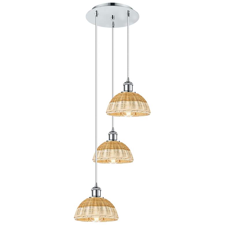 Image 1 Ballston Bristol Natural II 14"W 3 Light Chrome Cord Multi Pendant