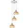 Ballston Bristol Natural II 14"W 3 Light Chrome Cord Multi Pendant