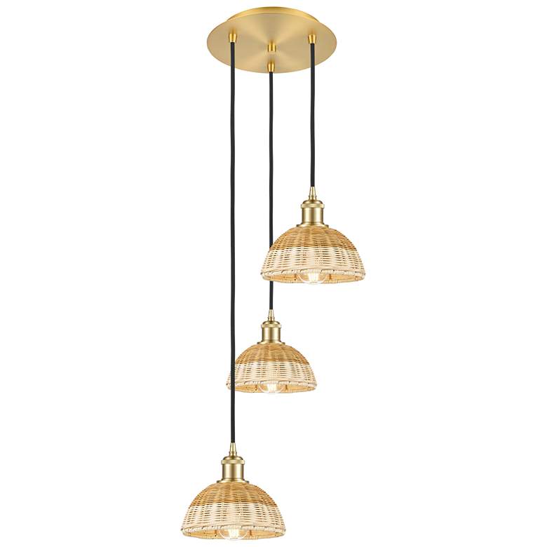 Image 1 Ballston Bristol Natural II 14"W 3 Light Gold Cord Hung Multi Pendant