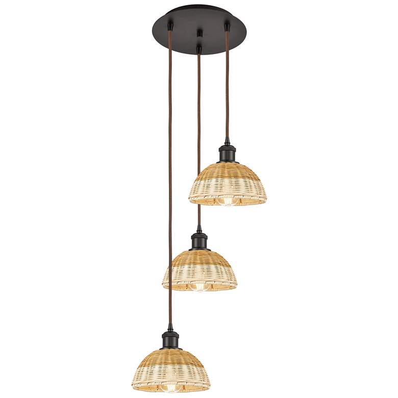 Image 1 Ballston Bristol Natural II 14"W 3 Light Oiled Bronze Cord Pendant