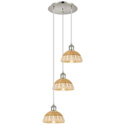 Ballston Bristol Natural II 14"W 3 Light Polished Nickel Cord Pendant