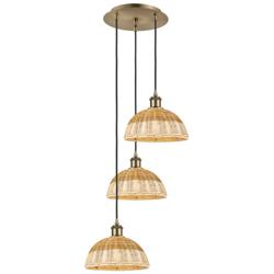 Ballston Bristol Natural II 16"W 3 Light Brass Cord Hung Multi Pendant