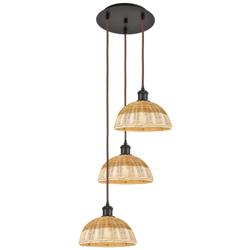 Ballston Bristol Natural II 16"W 3 Light Oiled Bronze Cord Pendant