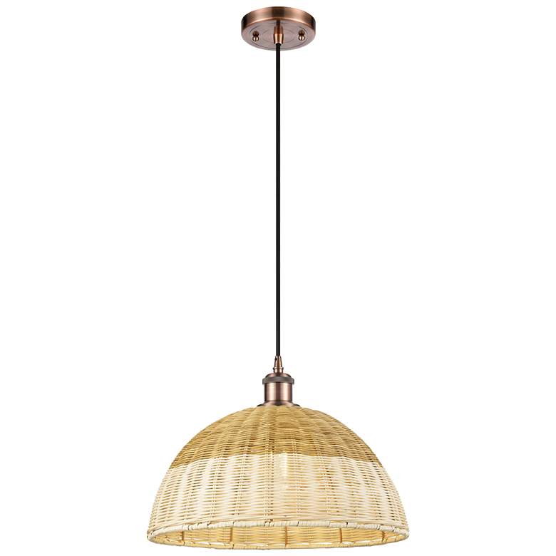 Image 1 Ballston Bristol Natural II 16"W Antique Copper Cord Hung Mini Pendant