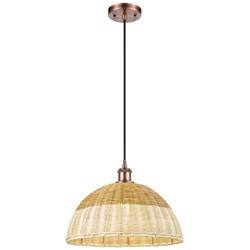 Ballston Bristol Natural II 16"W Antique Copper Cord Hung Mini Pendant