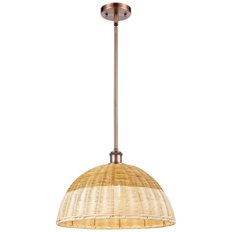 Image 1 Ballston Bristol Natural II 16"W Antique Copper Stem Hung Mini Pendant