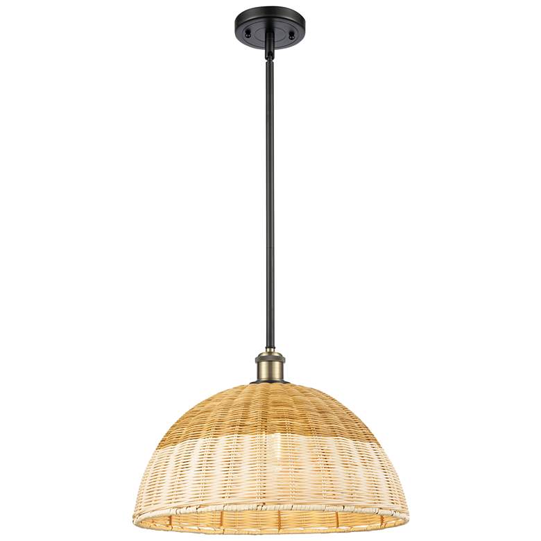Image 1 Ballston Bristol Natural II 16"W Black Brass Stem Hung Mini Pendant