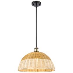 Ballston Bristol Natural II 16"W Black Brass Stem Hung Mini Pendant