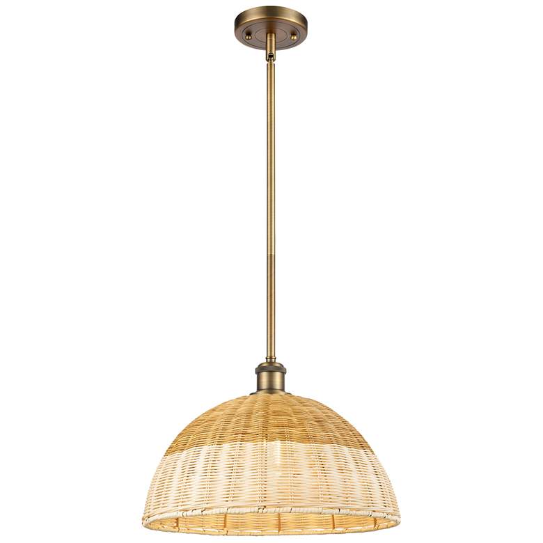 Image 1 Ballston Bristol Natural II 16"W Brushed Brass Stem Hung Mini Pendant
