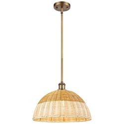 Ballston Bristol Natural II 16"W Brushed Brass Stem Hung Mini Pendant