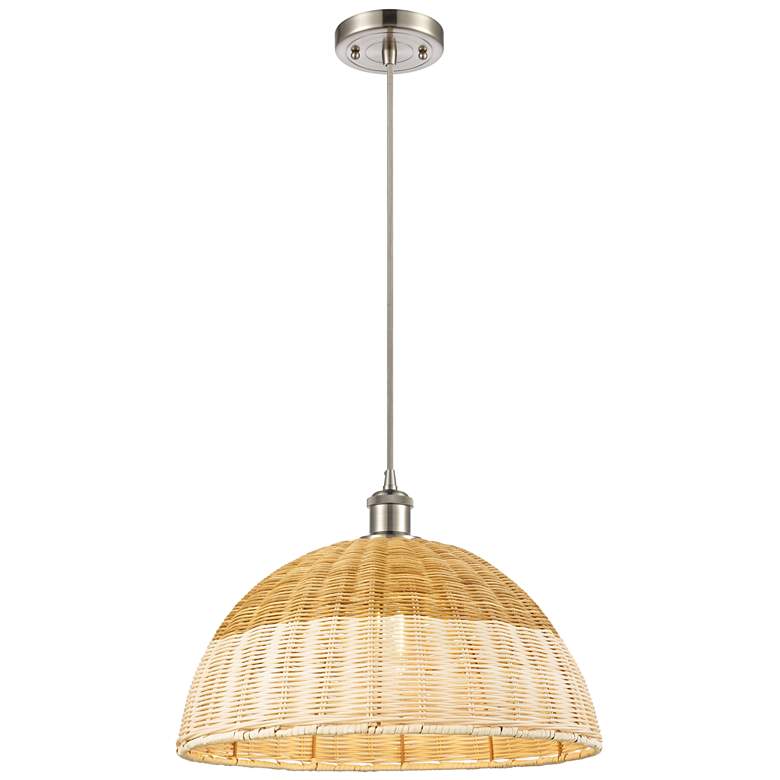 Image 1 Ballston Bristol Natural II 16"W Brushed Nickel Cord Hung Mini Pendant