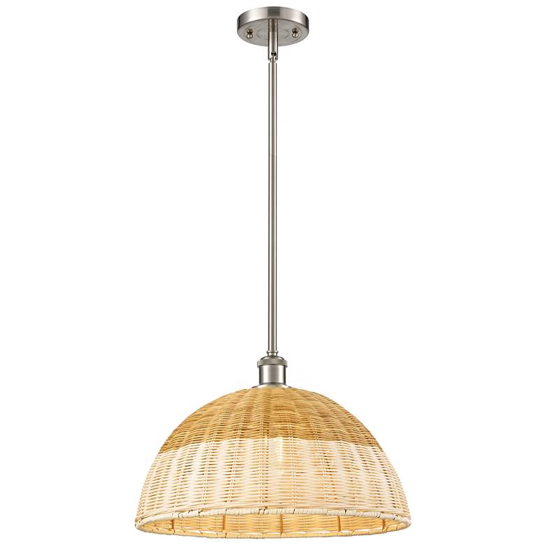 Image 1 Ballston Bristol Natural II 16"W Brushed Nickel Stem Hung Mini Pendant
